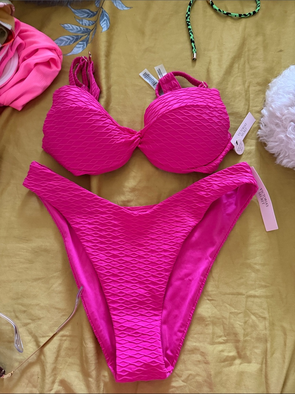 Victoria's Secret Hot Pink Textured Push-Up Bikini